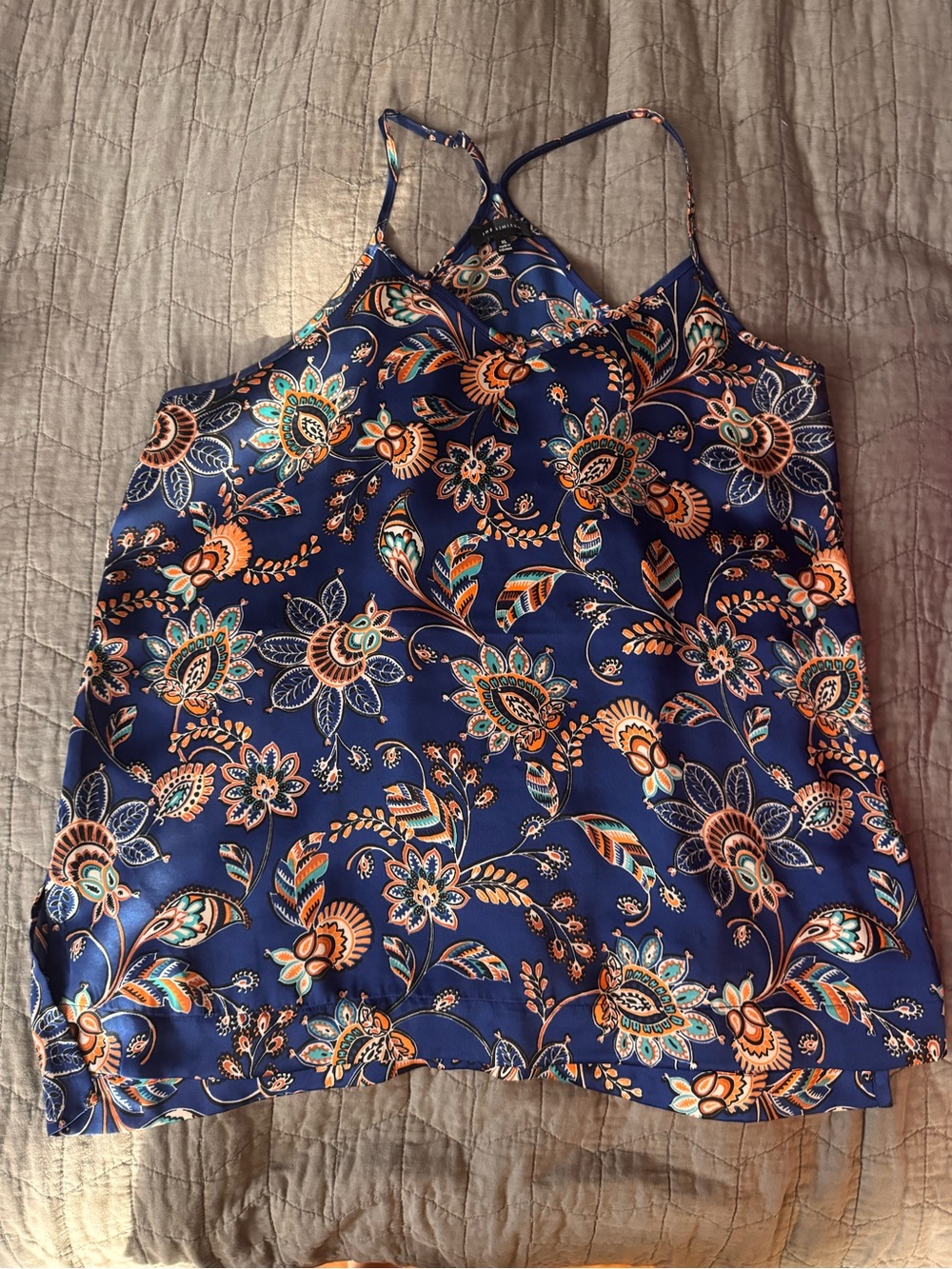 The Limited Blue Floral Paisley Strappy Cami Top